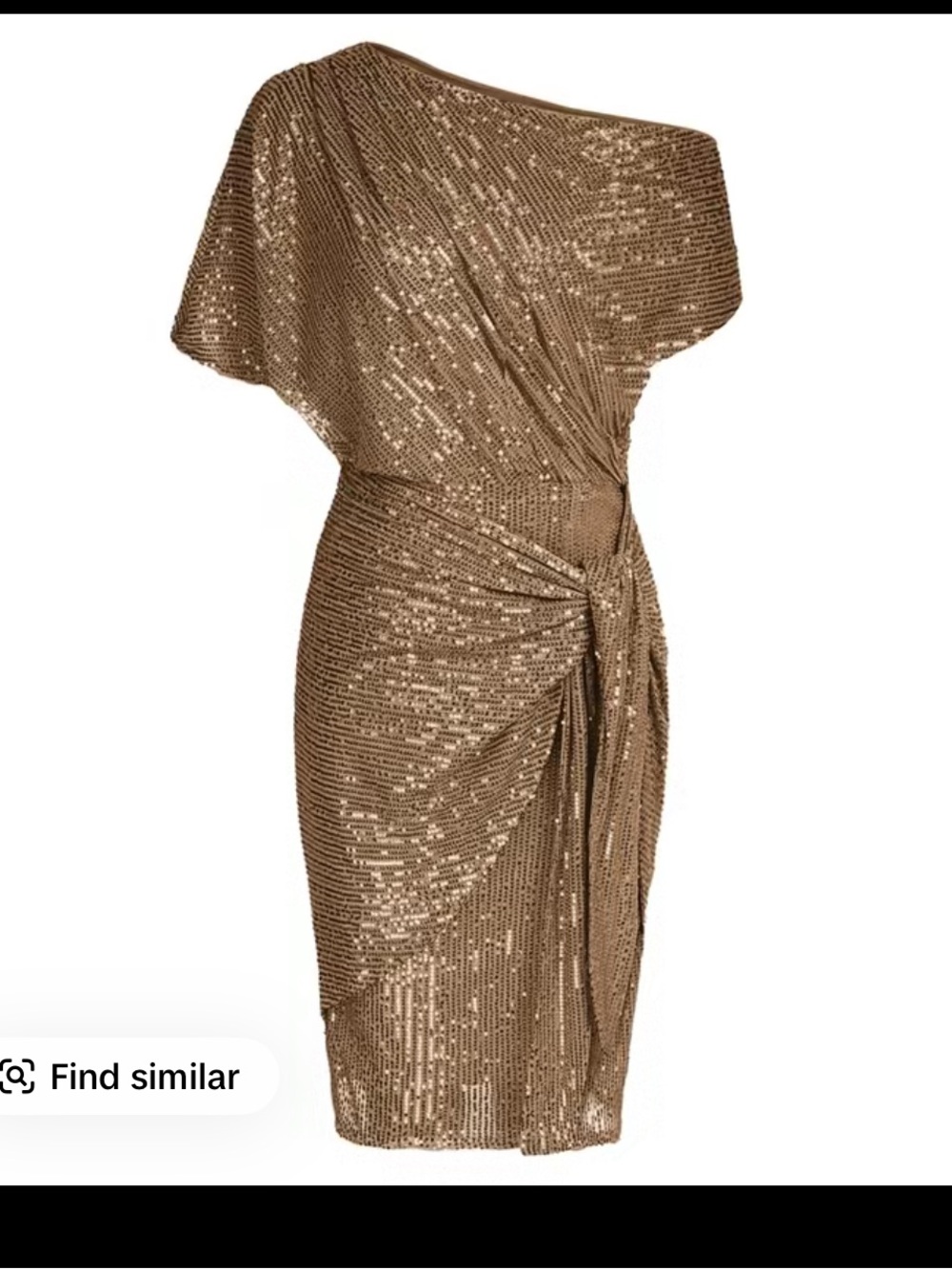Grace Karin Gold Sequin One-Shoulder Draped Cocktail Dress